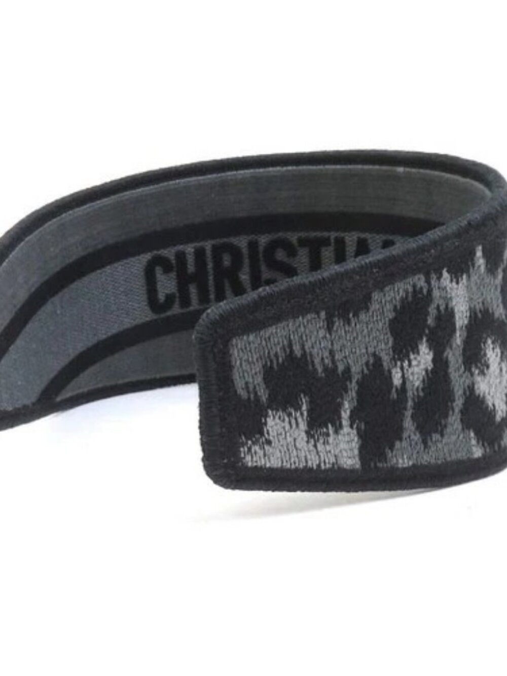 Auth Christian Dior Leopard Head Band Black/Gray Canvas - h32080a - Picture 4 of 10